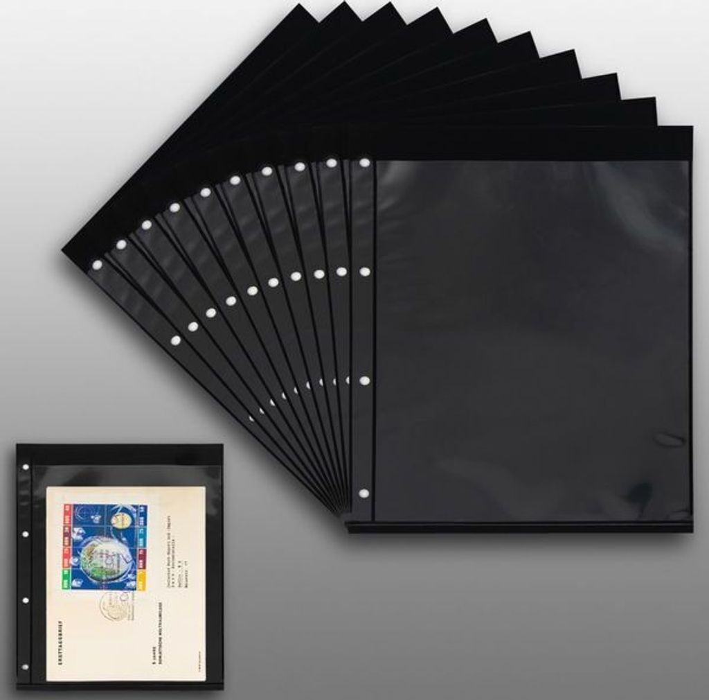 Prophila Collection 20 Einsteckseiten 1zeilig, auf 10 doppelseitigen, schwarzen Einsteckblättern