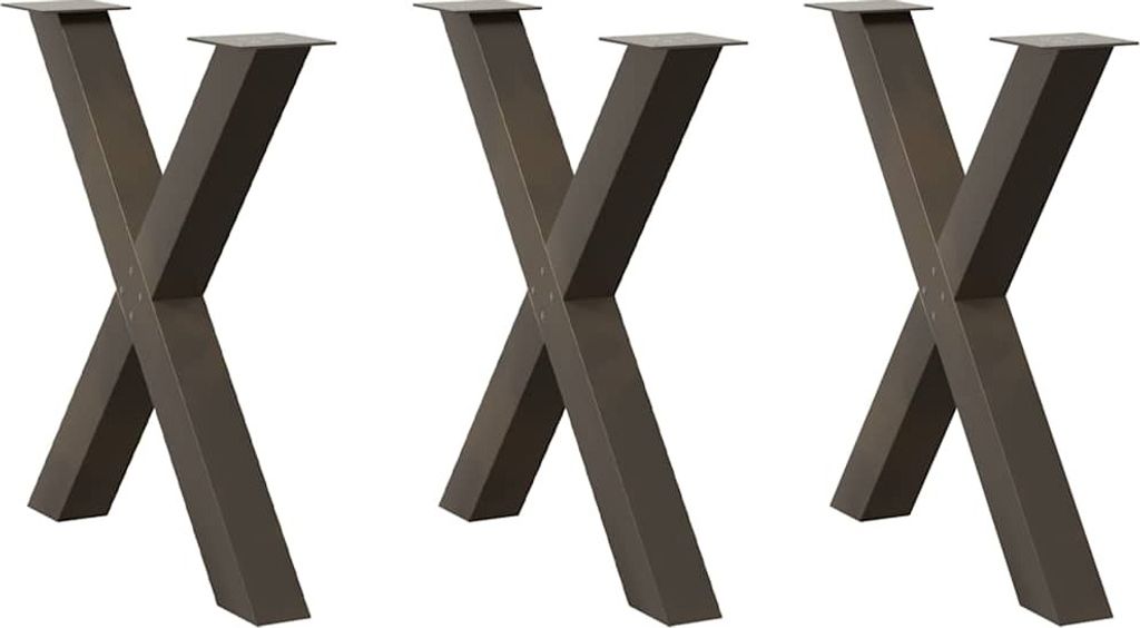 Möbel Esstischbeine X-Form 3 Stk. Naturstahl 80x(72-73) cm Stahl - Tischbeine 4012995