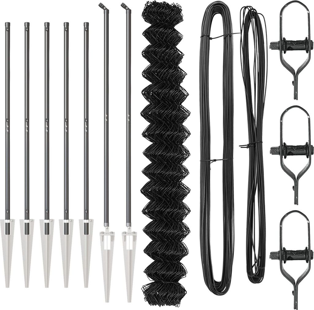 Möbel Kettengliedzaun mit 7 Spike-Posts 1,6 x 10 m verzinkter Stahl - Metallzäune 3351181