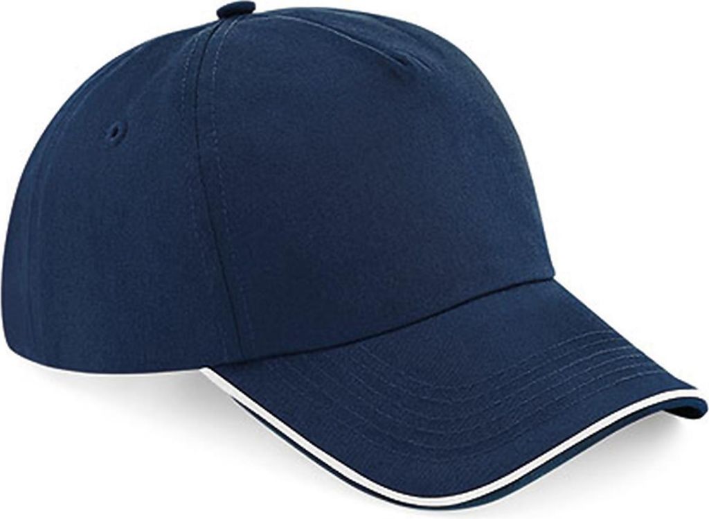 Beechfield B25c | Authentic 5 Panel Cap - Piped Peak, 100 % Baumwoll-Twill - Farbe: French Navy/White - Größe: One Size