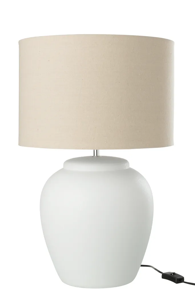 Lampe Céramique Blanche Meli J-Line : Éclairage Doux et Design Large