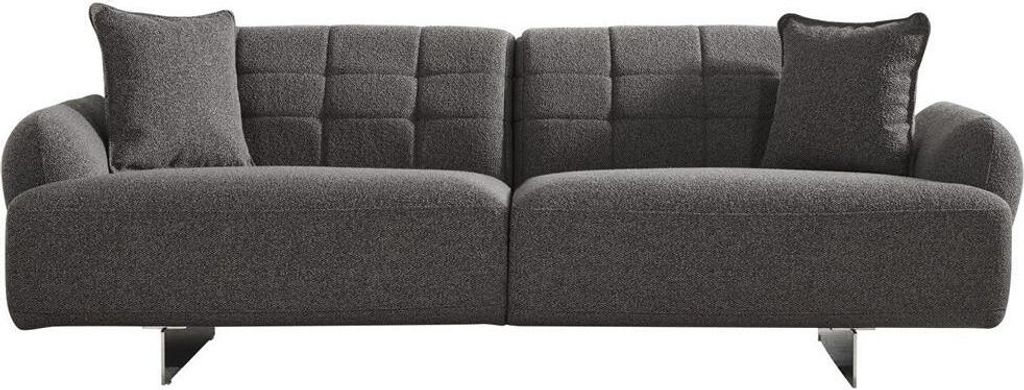 Dreisitzer Sofa 3 Sitzer Polstersofa Grau Stoff Polyester Couch Modern