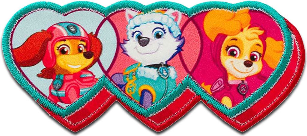 Mono-Quick Paw Patrol Girls - Aufnäher, Bügelbild, Aufbügler, Applikationen, Patches, Flicken, zum aufbügeln, Größe: 3,6 x 8 cm