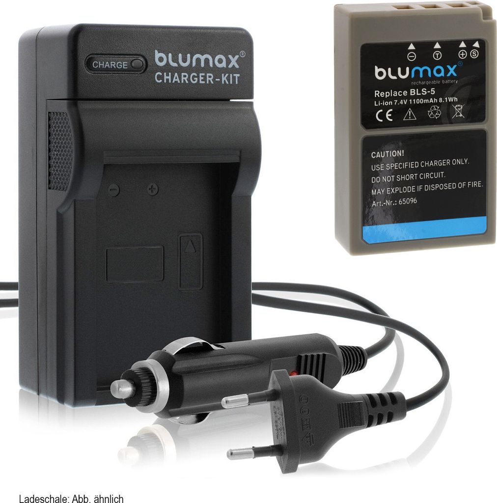 1x Akku + Lader für Olympus BLS-5 BLS-50 OM-D E-M10 Mark III 1100mAh
