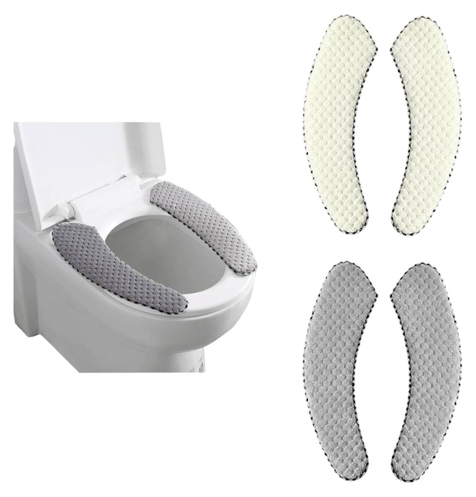 2 Paar Selbstklebende Toilettensitze, Plüsch-Toilettensitze, Winter-Toilettenzubehör