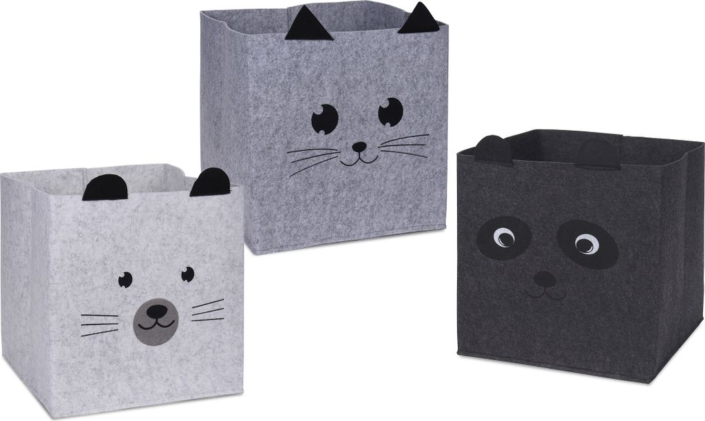1.05 Aufbewahrungsbox 32x32x32cm KATZE - 3er Set - Ordnungs Box Kinder