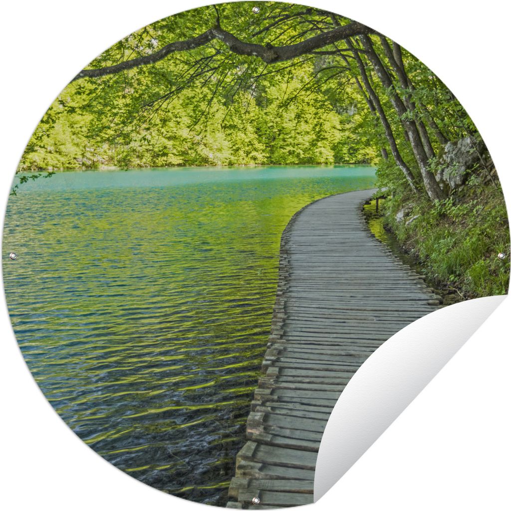 MuchoWow Gartenposter Outdoor-Poster Rund Uferstraße im Nationalpark Plitvicer Seen Ø 120 cm Gartendeko Rundes Poster draußen