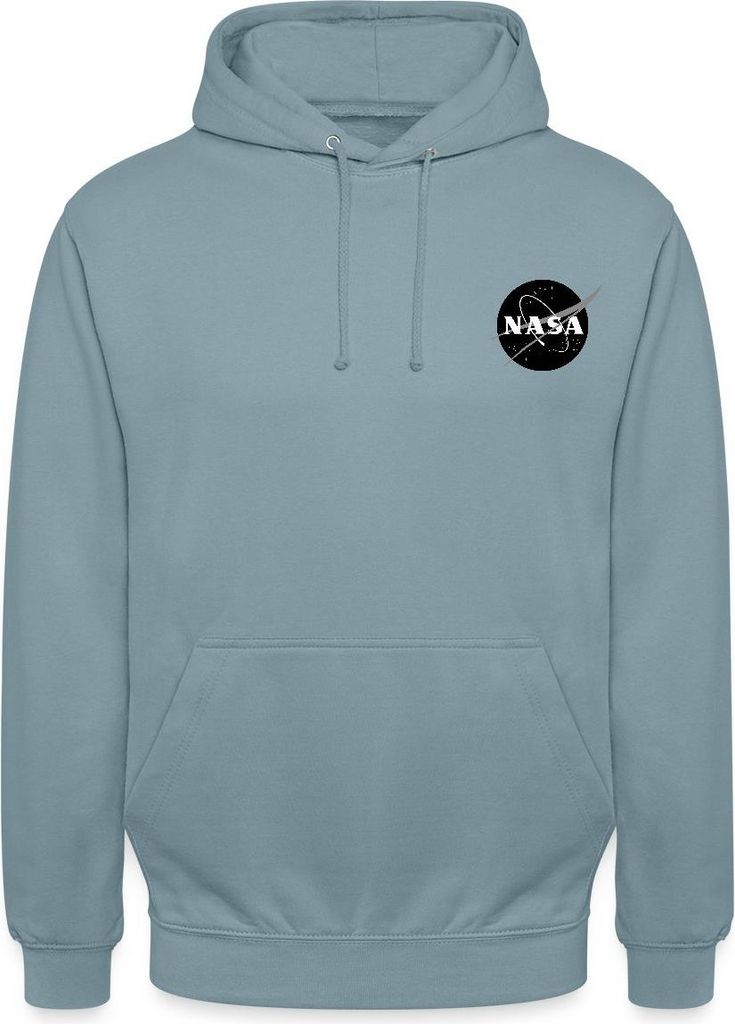 Spreadshirt NASA Klassisches Brustogo In Schwarz-Weiß Uni Hoodie, XXL, Nebelblau