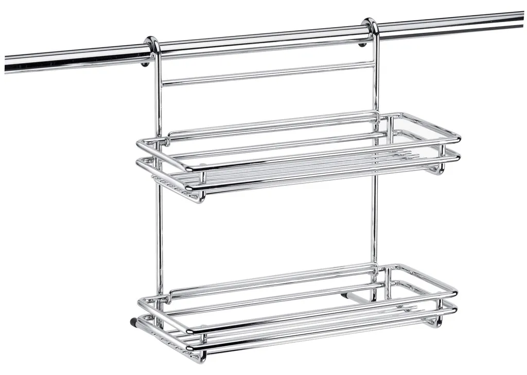 Étagère double Monti 26 cm pour tringle de cuisine en métal chromé