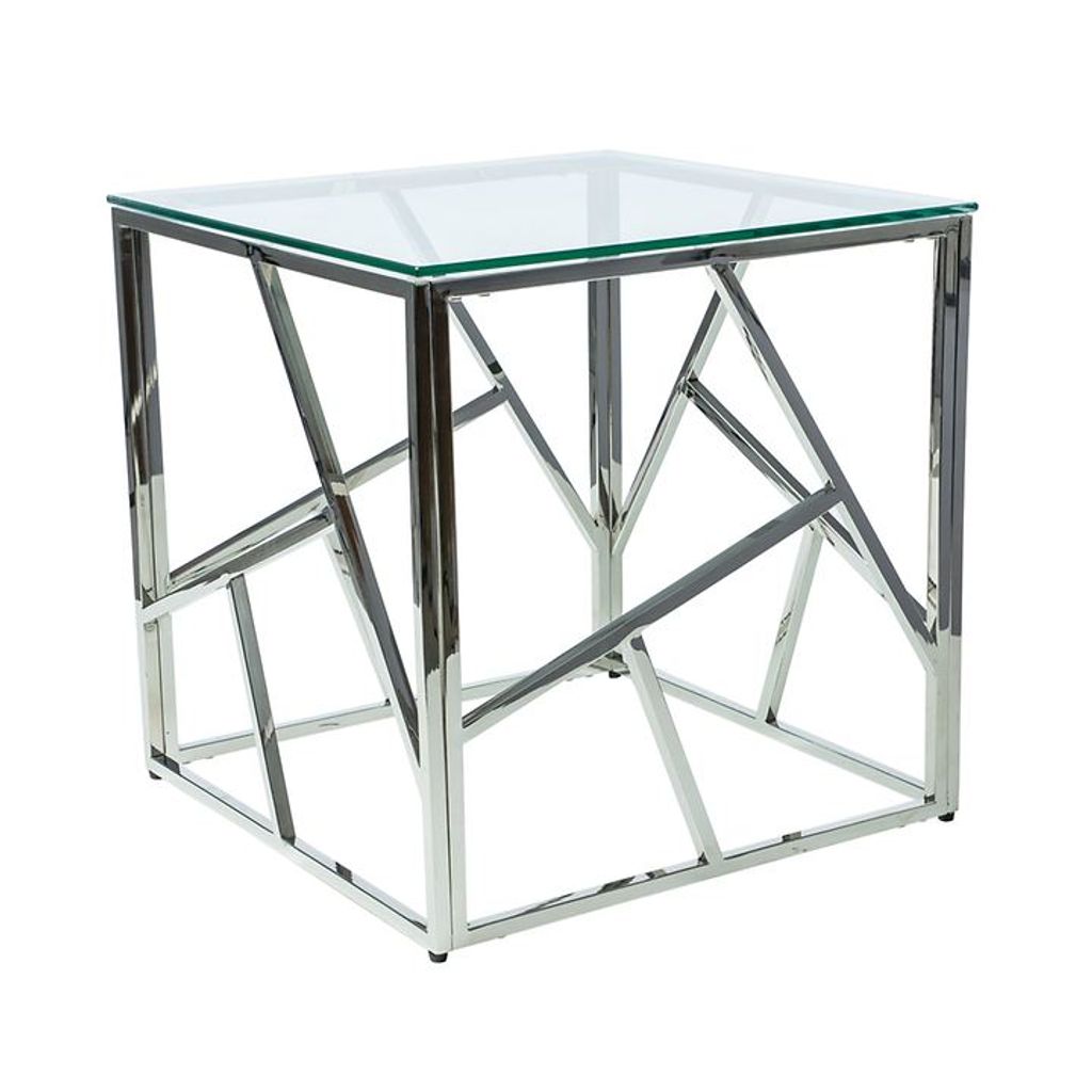 Designer-Beistelltisch PIM 1 – transparent / Silber