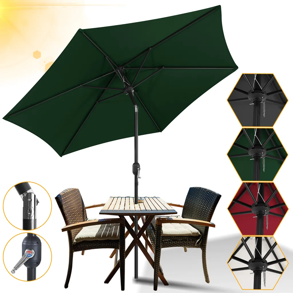 TolleTour Ombrellone Ø2,7 m Ombrellone da giardino Ruotabile a 360° Ombrellone da terrazza Ombrellone a braccio laterale Ombrellone da mercato Ombrellone da spiaggia - Verde
