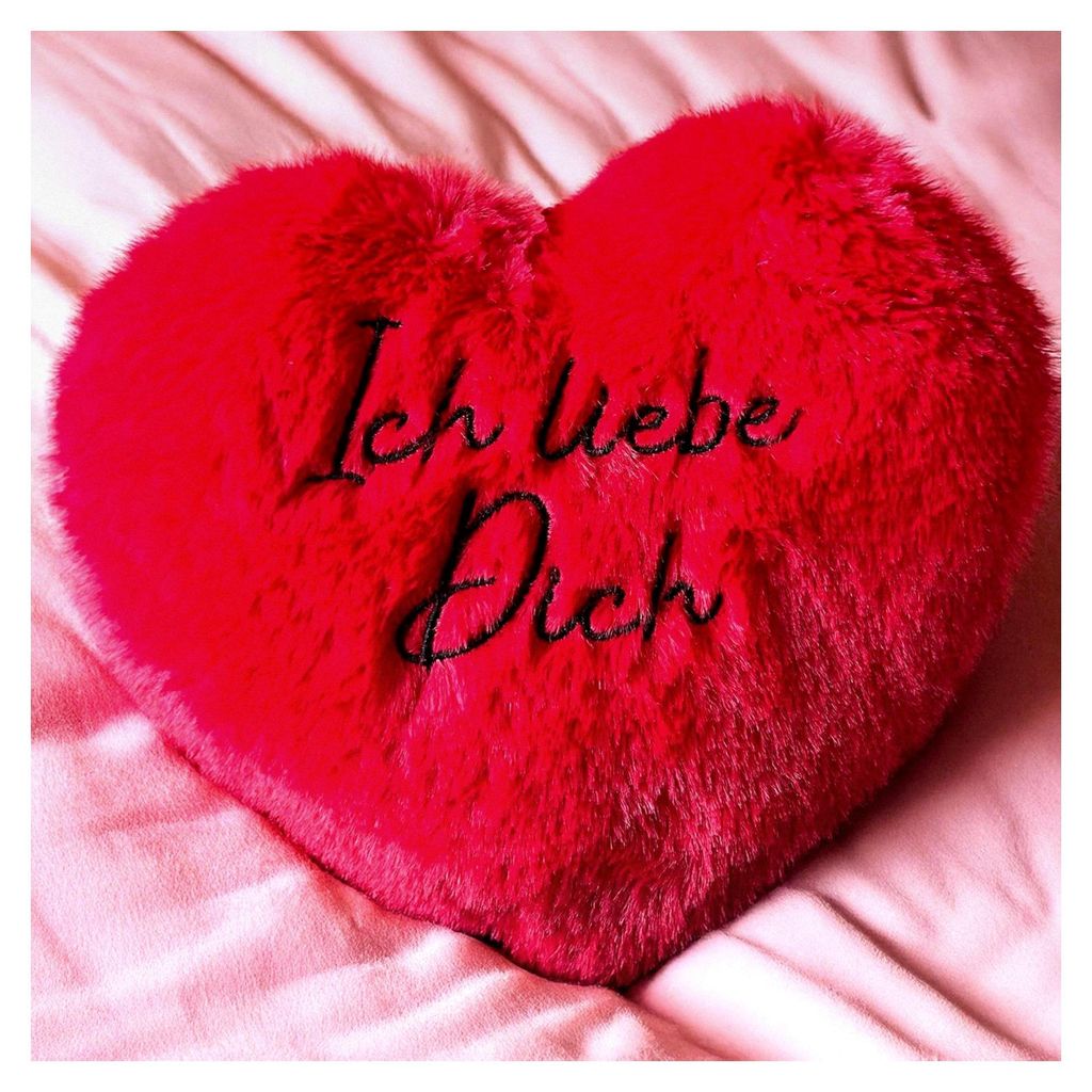 Plüschherz Kissen 'Ich Liebe Dich' mit Schlaufe | 20cm Polyester rot | Geschenk für Valentinstag