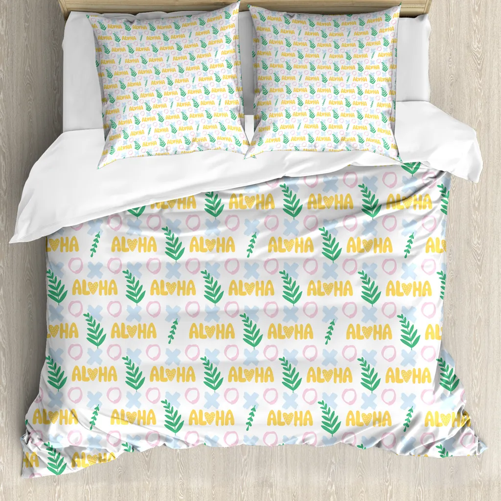 Literie pour lit simple 155x220 cm thème Hawaii pour chambre d'amis