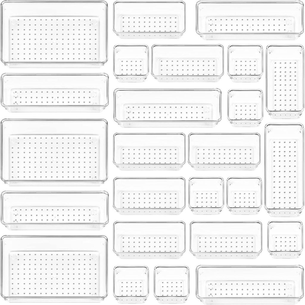 25 Stück Klar Schubladen Ordnungssystem, Schubladen Organizer, Klar Kunststoff Organizer Schublade, Schminktisch Organizer Einsetzbar für Makeup ...