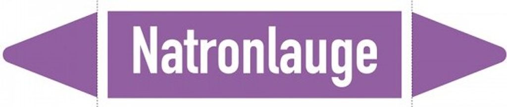 Aufkleber I Rohrleitungsetikett Natronlauge, DIN 2403, violett/weiß, für Ø25-...