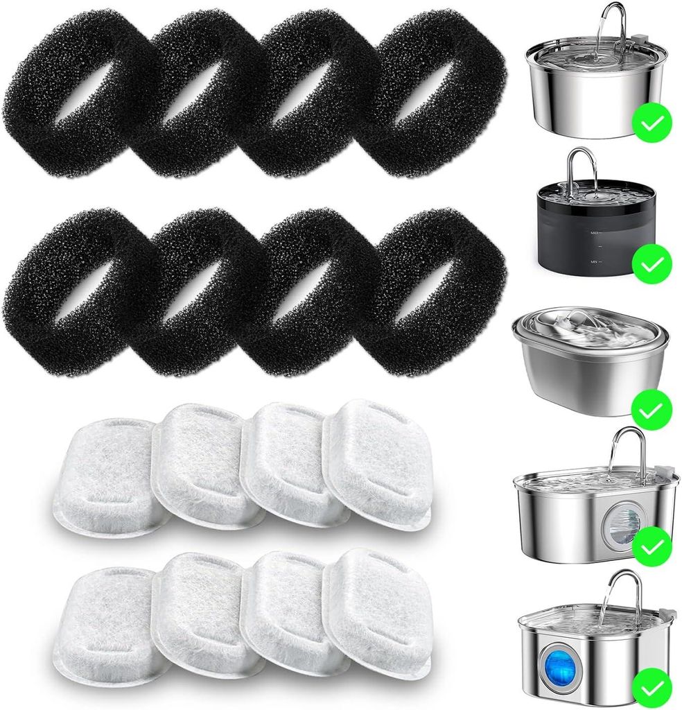 Katzenbrunnen Filter 16er Set für 3,2L/108oz Edelstahl Produktbild 