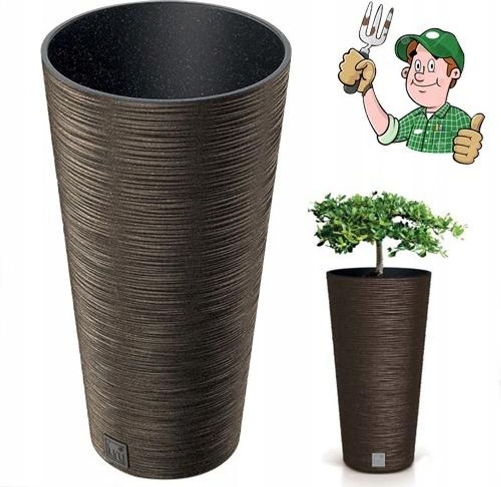Kunststofftopf Braun 30Cm 27L Anthrazit Mit Furu Abdeckung Produktbild 