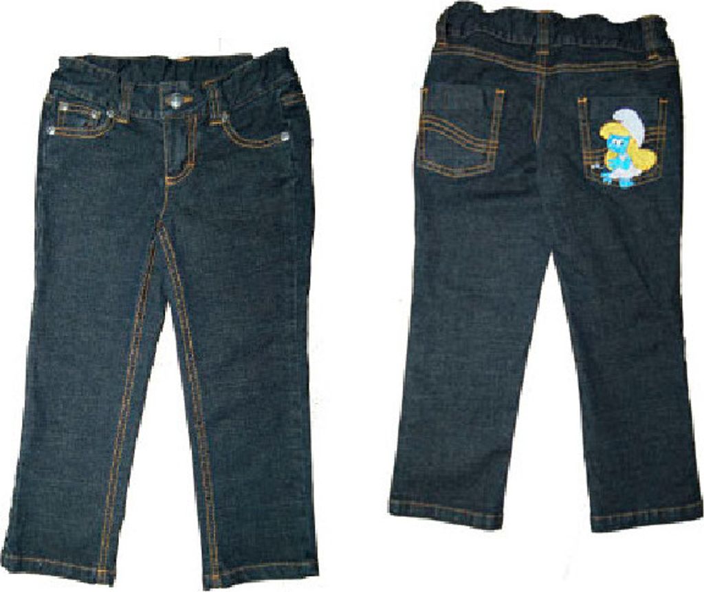 84206 Mädchen Jeans mit Schlümpfe-Motiv – Größe 104 – Disney Design – Blau