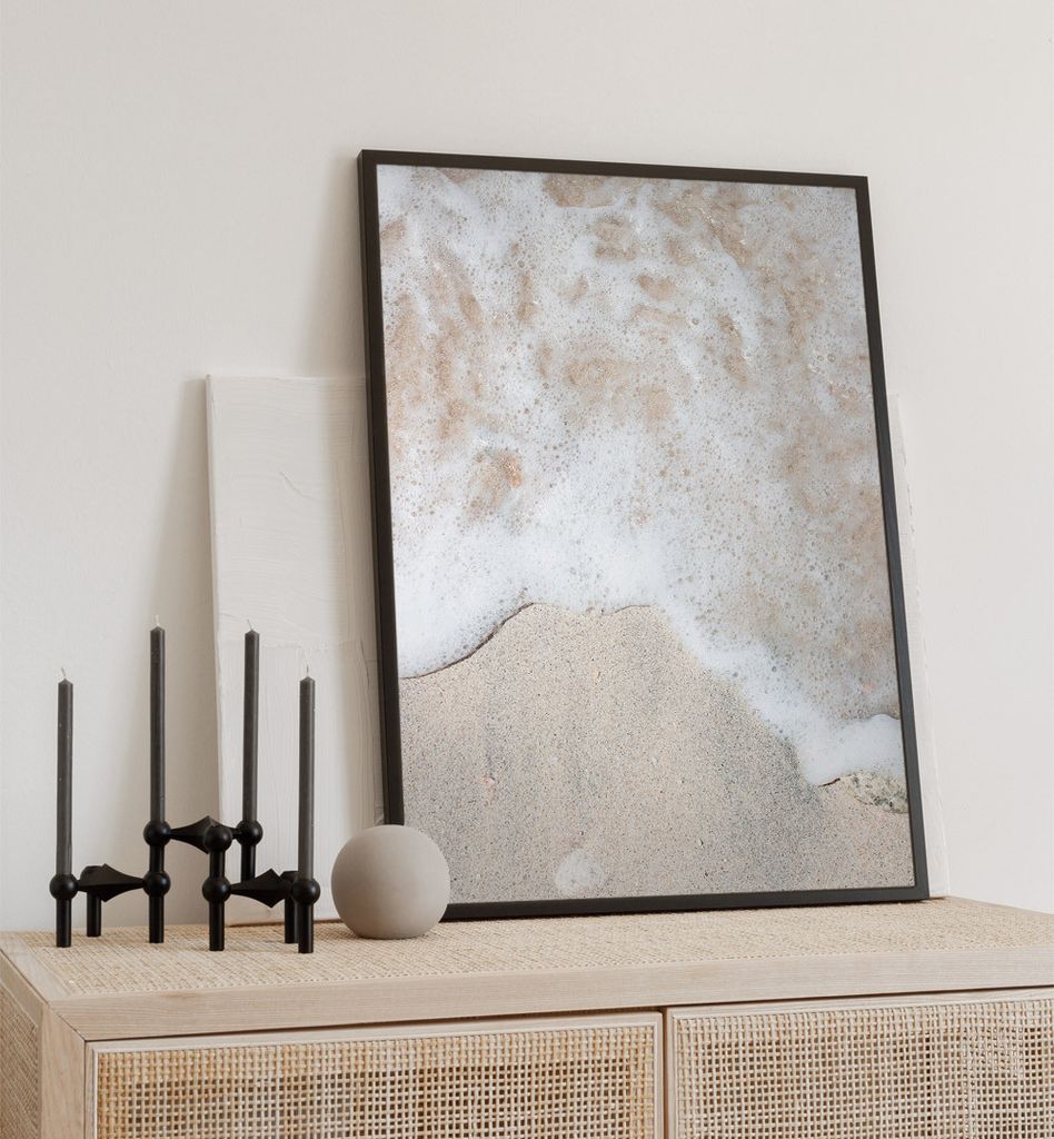 Poster Meeresufer, groesse_poster:21x30 cm, groesse_rahmen:birke Passepartout 30x40 cm