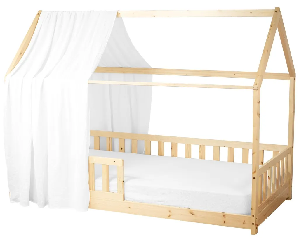 Solution déco lit cabane baldaquin Jeanne en gaze de coton blanc 390cm
