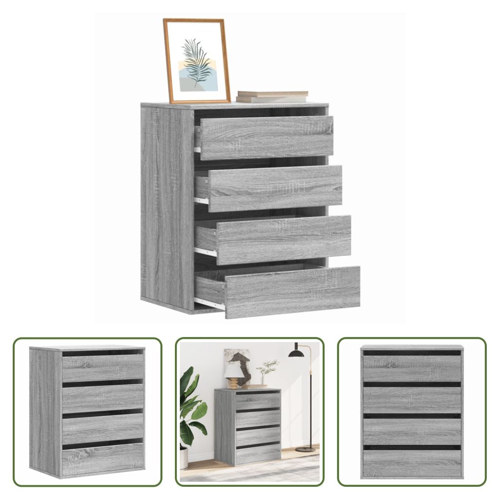 The Living Store Kommode Grau Sonoma 60x41x76 cm Holzwerkstoff