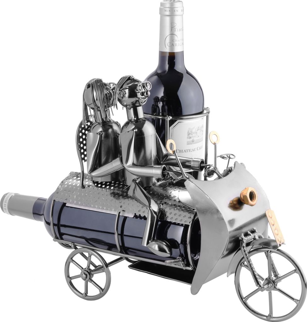 Porte-Bouteille Vin Design BRUBAKER – Sculpture Métal Couple En Avion, Élégant & Fun, Idée Cadeau Amateurs De Vin