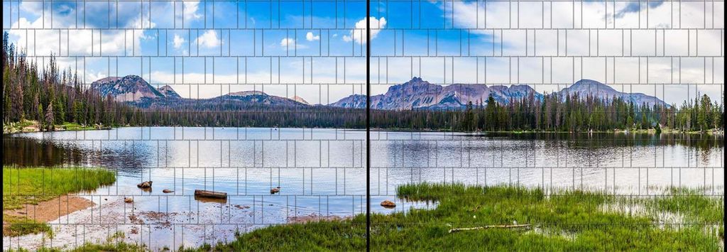 Bedruckter Sichtschutz PANORAMA XL Bergsee Foto-Motiv 5,0m x 1,8m