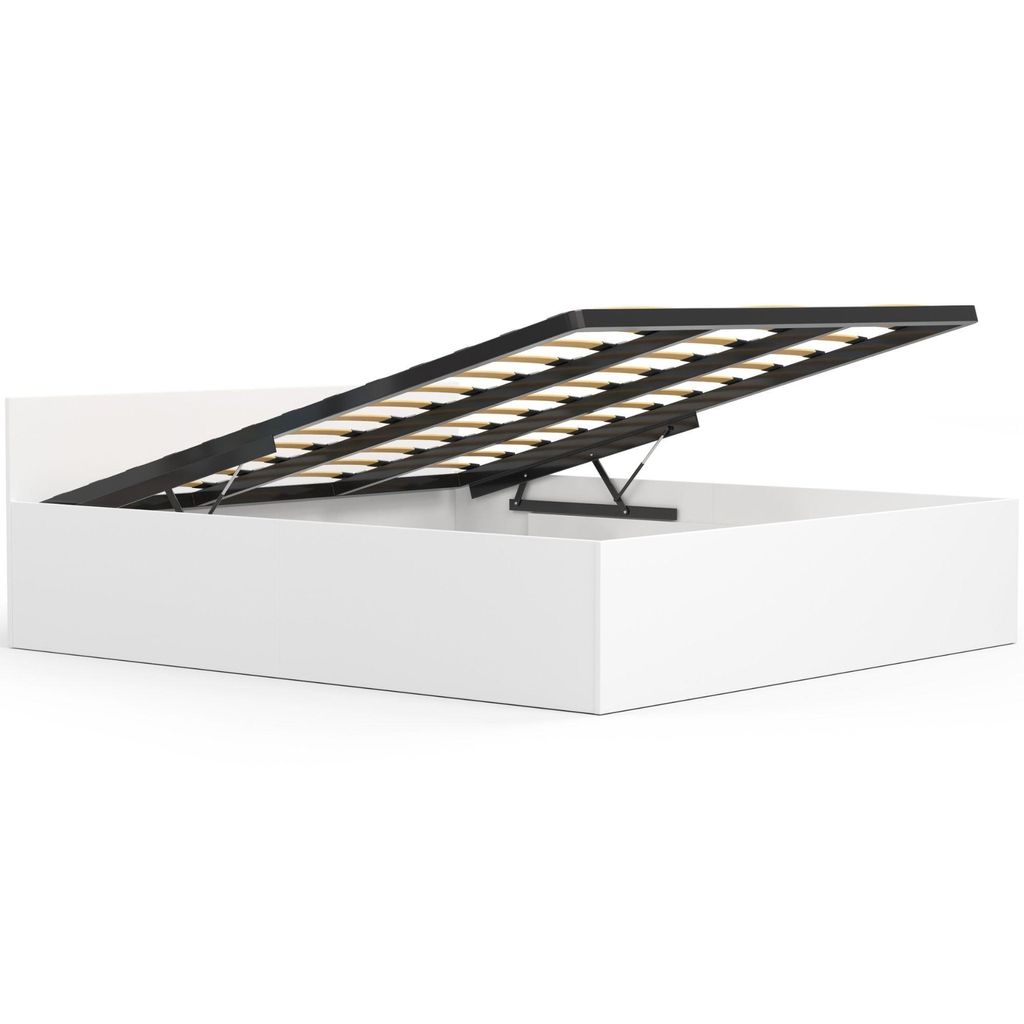 Bett – Doppelbett – Bettgestell – Funktionsbett mit Bettkasten – CLP – 180 x 200 cm – Weiß – Komfortbett mit Stauraum und Hubrahmen ...