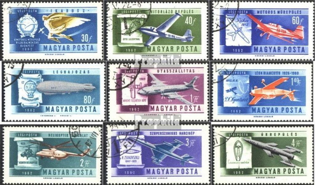 Briefmarken Ungarn 1962 Mi 1846A-1854A (kompl.Ausg.) postfrisch Kunstflugmeisterschaften