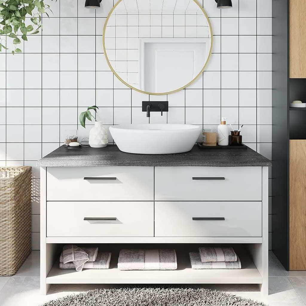 Top Lavabo Legno Scuro 100x50 cm | Arredo Bagno Tradizionale