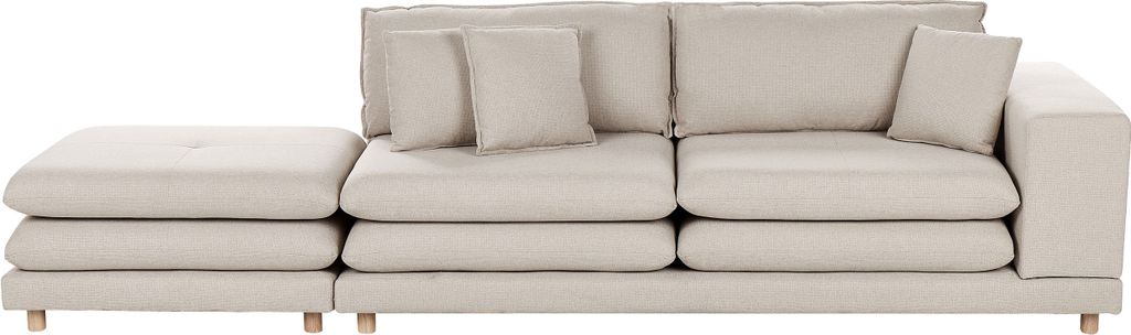 BELIANI Sofa Beige Stoffbezug 2-Sitzer mit Ottomane Kissen Japanischer Stil Flexibel Wohnzimmermöbel Modern Wohnzimmer Salon Wohnecke Sitzecke