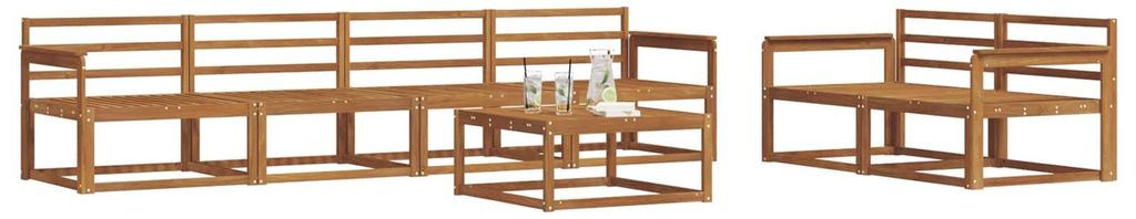 "im Diskont"Outdoor-Sofagarnitur Moderne - HOMMIE - Gartenlounge Set/Outdoor Sofa - 7 pcs Natur Massivholz Akazie - Gartensofas DEMöbel69495