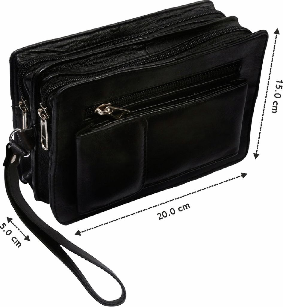 Herren echt Leder Handgelenktasche Herrenhandtasche Reise Produktbild 5