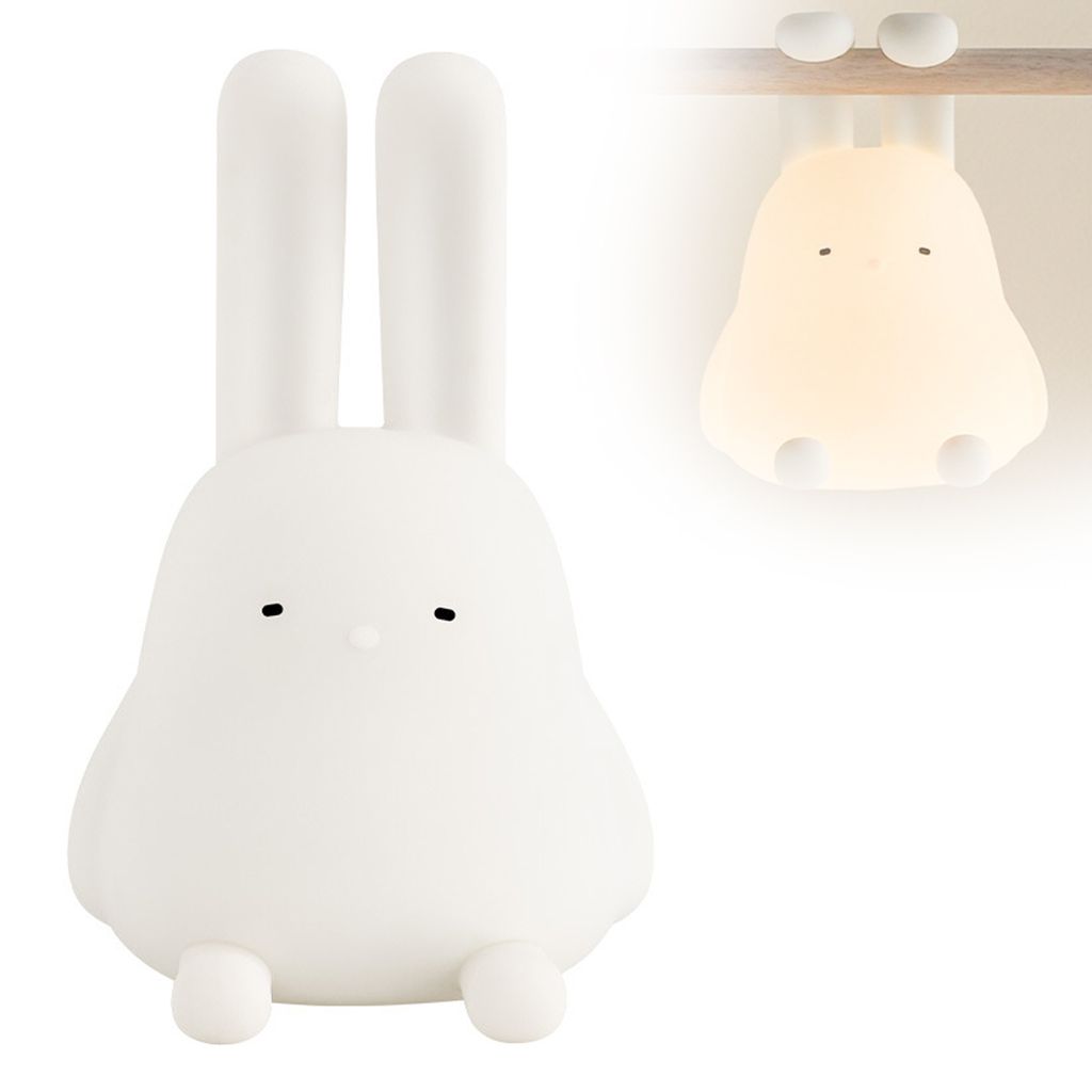 Kreatives Faltohrenkaninchen Silikon-Nachtlicht, abstellbar oder hängend, LED-Lampe mit biegbare Kaninchenohren, sanftes Licht für Heimdekoration.
