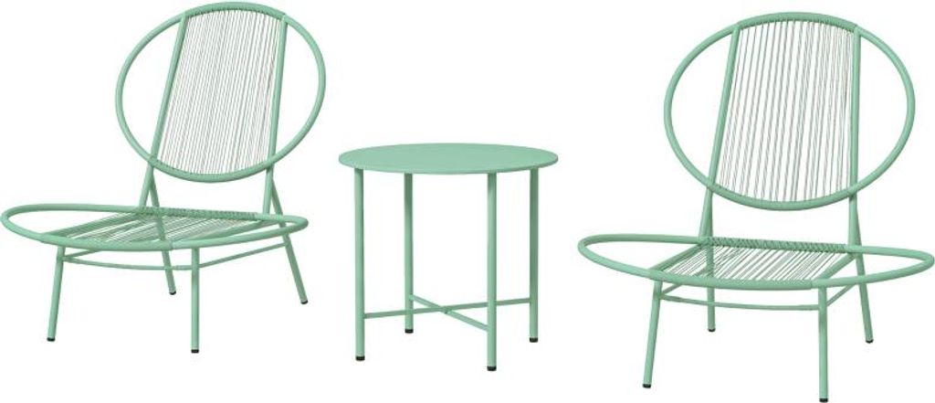 Bistro-Set 3-teilig aus Stahl Wetterfest Gartenmöbel Set mit Bistrotisch Ergonomische Muschelförmige Gartenstühlen Outdoor Balkonmöbel Set