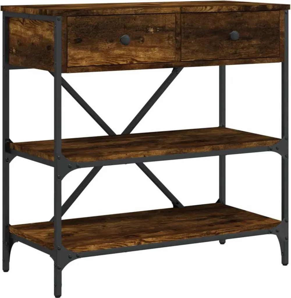 Tavolo consolle rovere fumé 75x34,5x75 cm materiale a base di legno