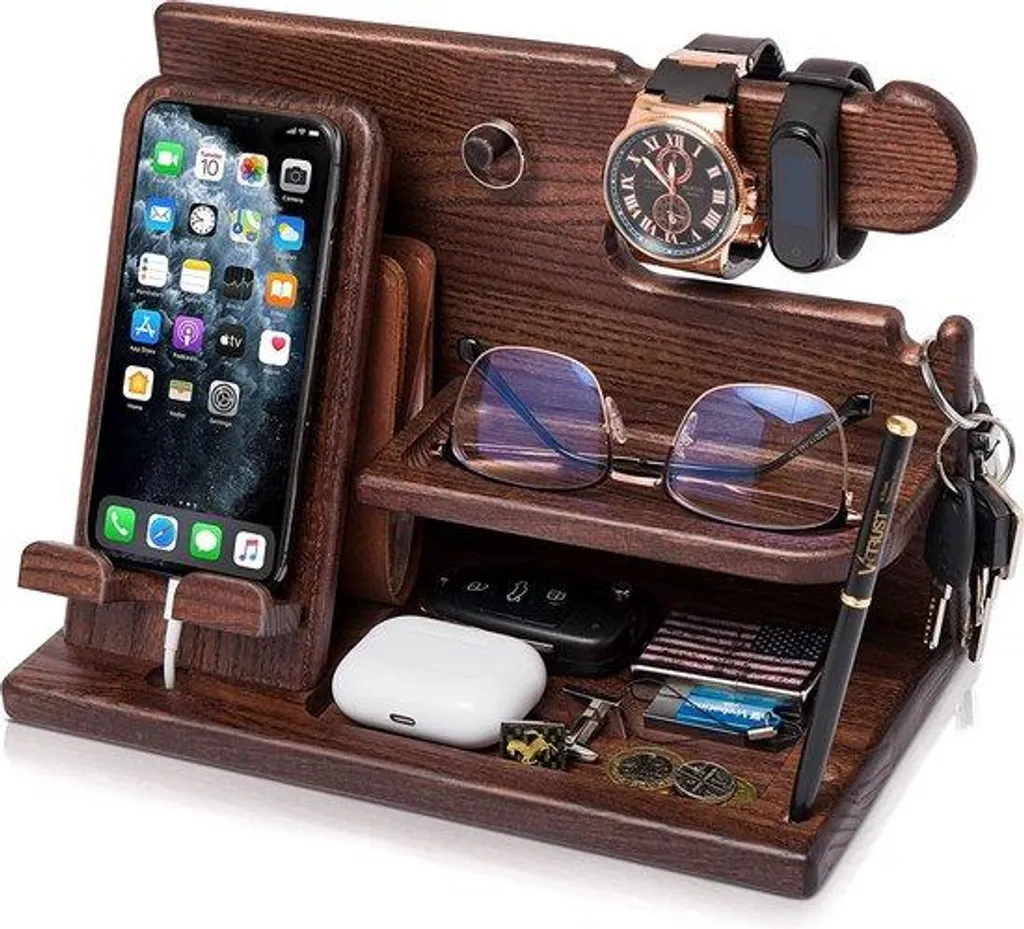 Portefeuille en bois Boom avec organiseur de montres pour table de nuit