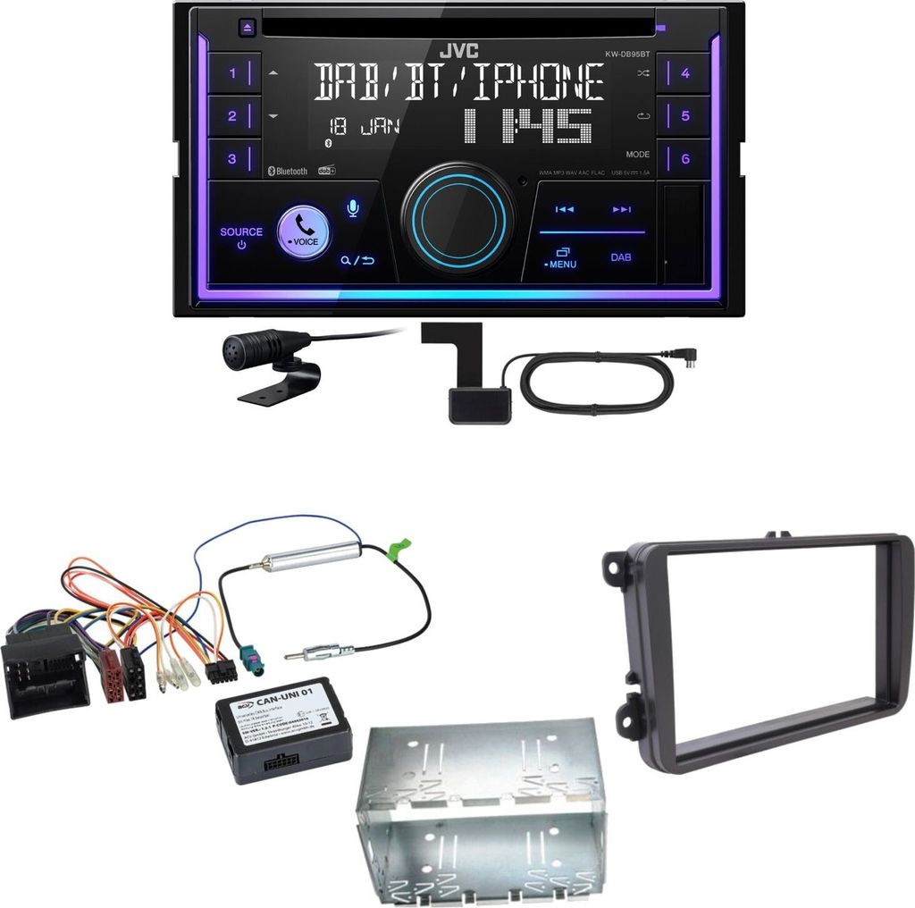 JVC KW-DB95BT Bluetooth Digitalradio USB CD Einbauset für Produktbild 