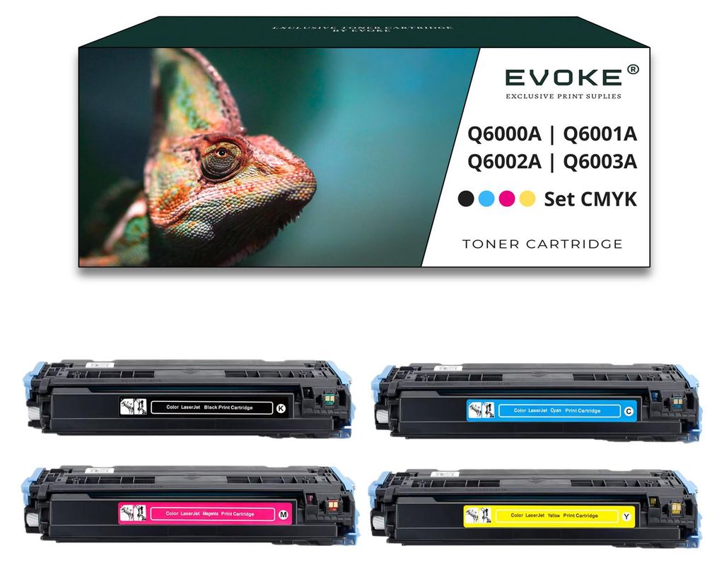 4x toner per HP 124A Q6000A CMYK = nero + blu + rosso + Immagine del prodotto 