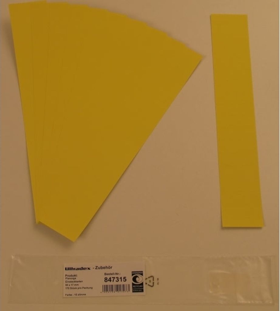 Einsteckkarten für 20mm Einsteckschiene 50x17mm VE=170 Stück zitrone