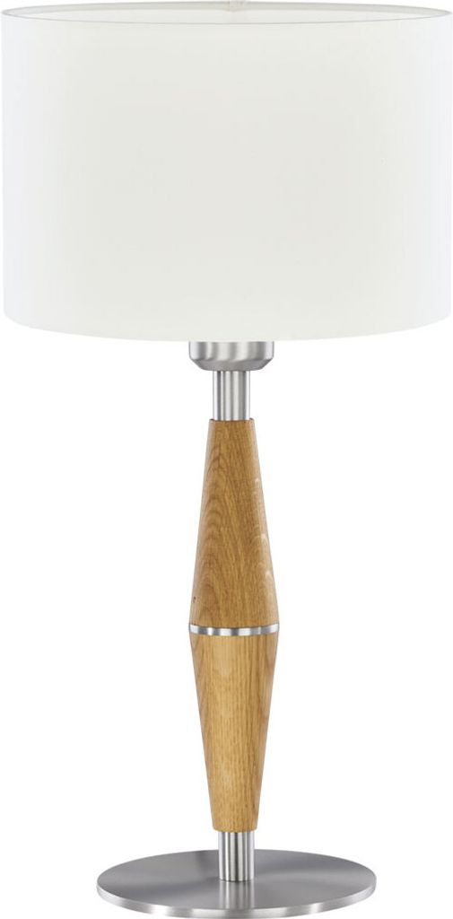 Conico C Tischleuchte neu Massivholz Asteiche geölt Baumwolle weiß