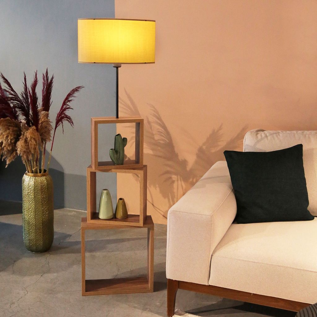 Opviq, AYD - 2904, Stehlampen, Beige, Holz, 20 x 37 x 140 cm