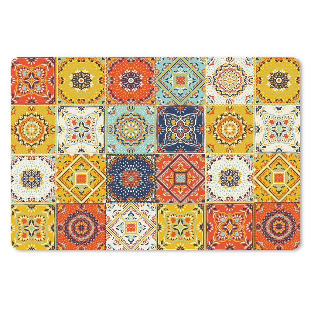 MuchoWow Mauspad Mousepad Vintage - Blumen - Muster - Weiß - Orange 27x18 cm - Mousepads - Maus Mat - Pad - Mausunterlage - Büroartikel - Desk ...
