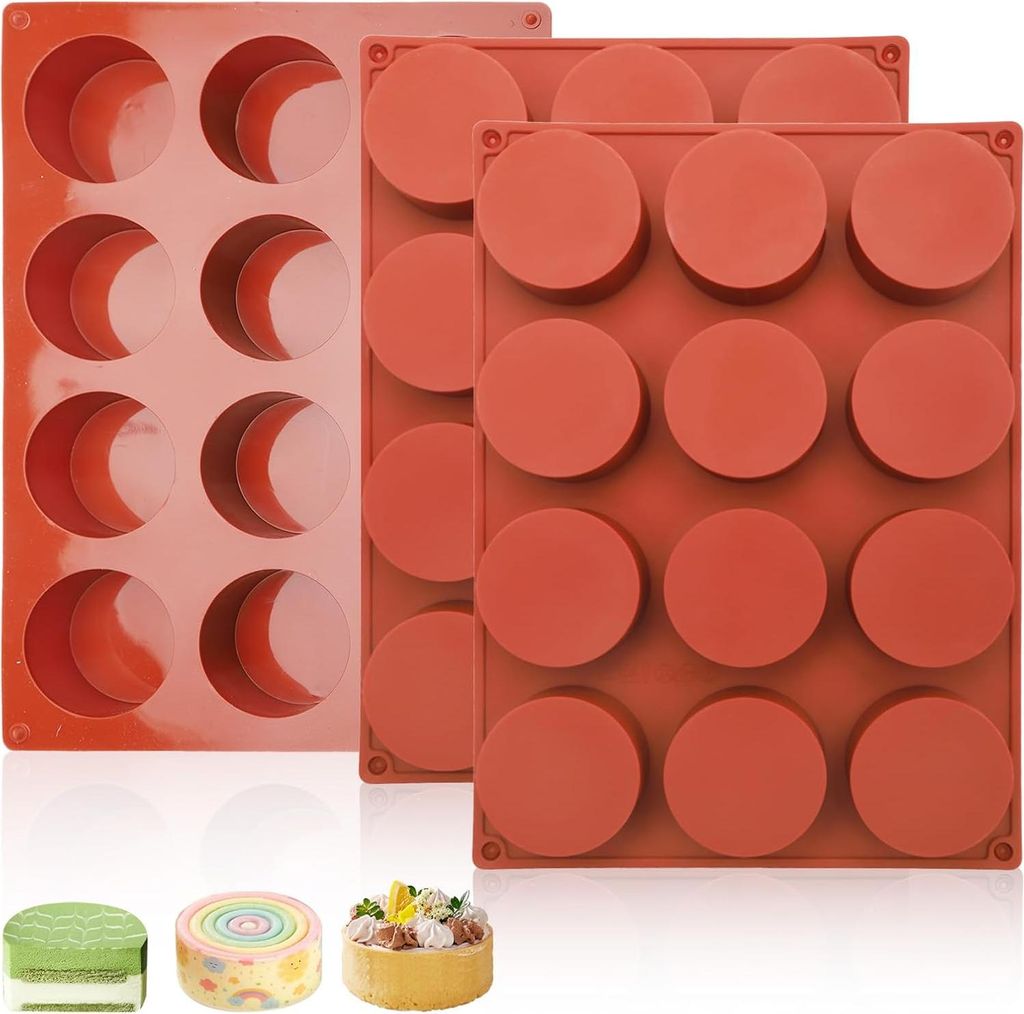 Tiefe Schokoladenformen - Set von 3 - Silikon Kuchenformen - Mini Cheesecake Formen - Silikon Schokoladenformen - Silikon Kuchenformen - Runde Sili...