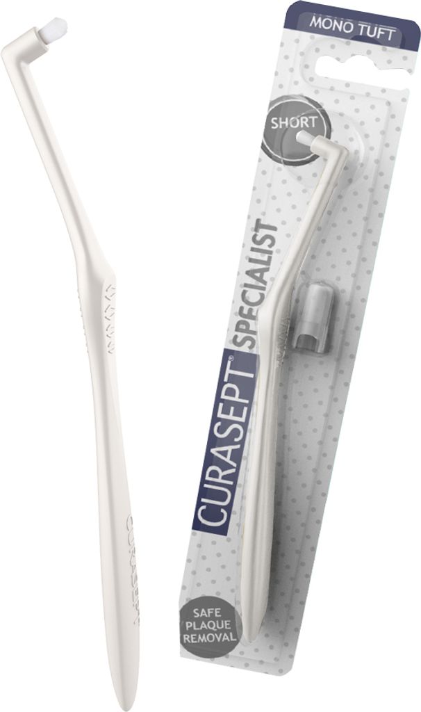 Curasept Mono Tuft Short Einzelbüschel-Zahnbürste für kieferorthopädische Zahnspangen