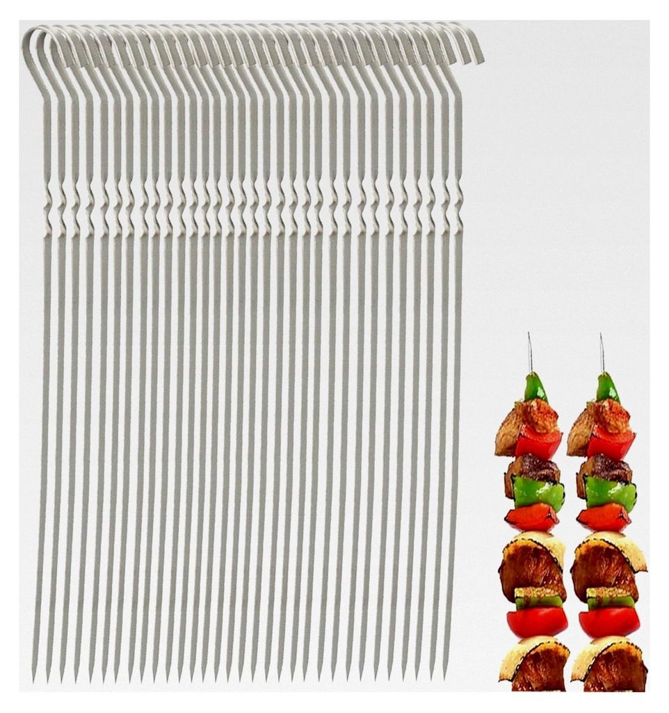 30 Stück 38 cm verlängerte Grillspieße aus Edelstahl, Grillspieße, Kebabspieße, Schaschlikspieße, Grillzubehör für Hängeöfen und Grillroste