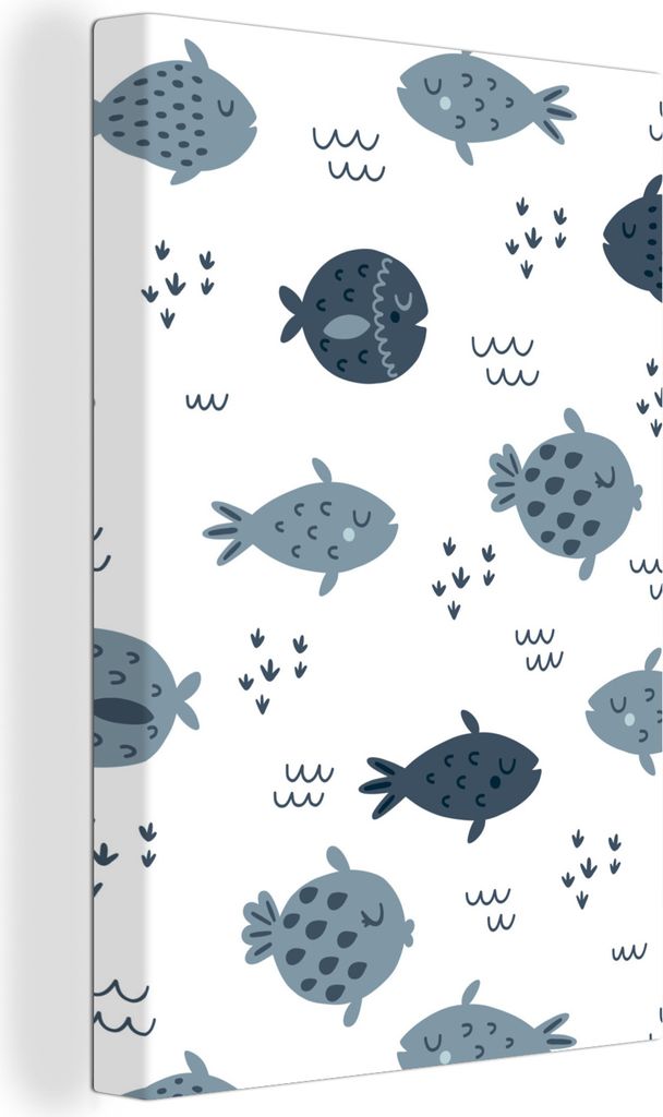 OneMillionCanvasses - Leinwandbilder - 90x140 cm, Fisch - Muster - Kinder - Jungen - Mädchen - Baby, Wandbilder Kunstdruck Wanddekoration - Wand...