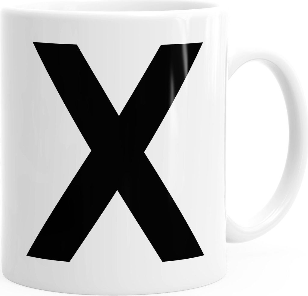Kaffee-Tasse Buchstaben Buchstabe Arial Bold glänzend Kaffeetasse Teetasse Keramiktasse MoonWorks X weiß unisize
