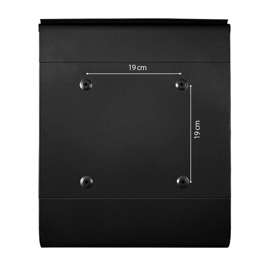 Design Briefkasten Stahl schwarz mit Zeitungsfach Produktbild 10