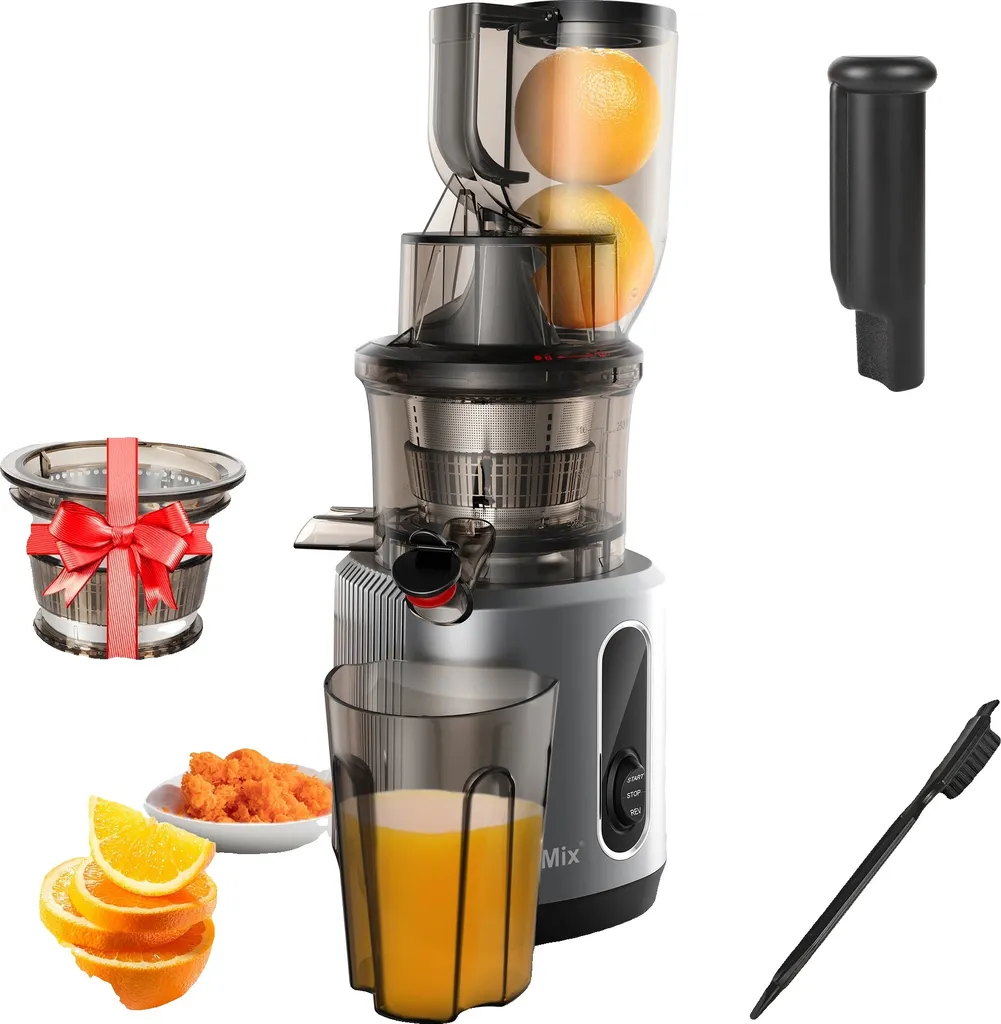 Extracteur de jus à froid HH-916I 200W avec goulotte 75 mm - Argent